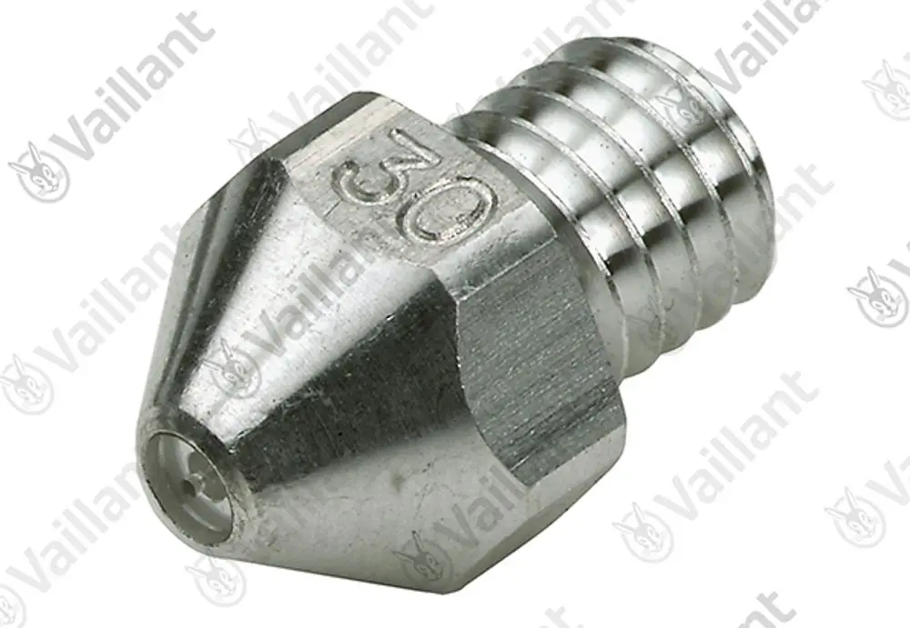 Metallene Brennerdüse von Vaillant, konisch geformt mit Gewinde, zur Verwendung in Heizsystemen, ohne sichtbare Maße oder weitere Kennzeichnungen.